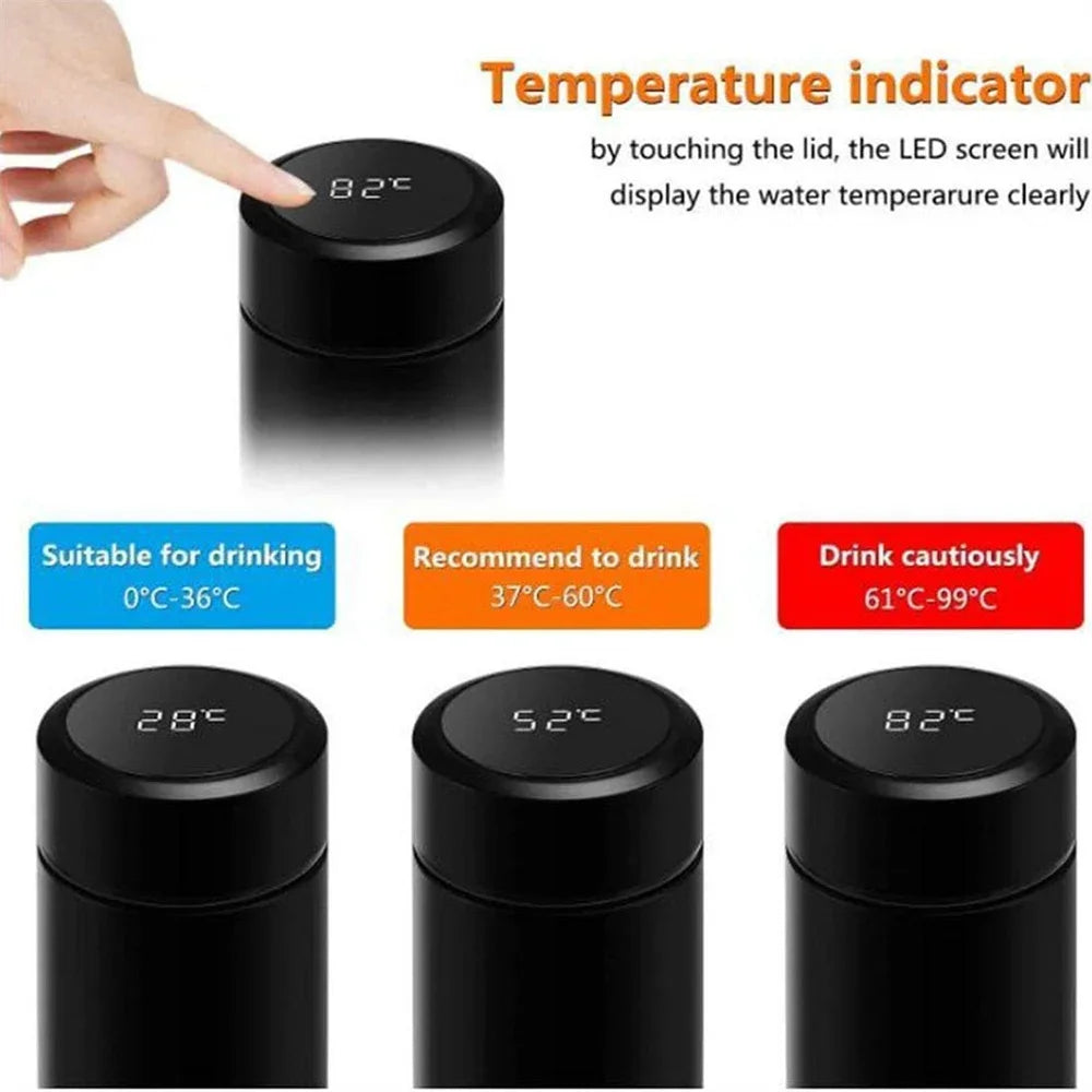 500Ml Thermos Bottle Smart Cup Digital with Temperature Display 304 Stainless Steel Thermos Bottle Long-Lasting Heat